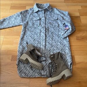 Zebra Patterned brushed Longline Shirt coat ‘Shacket’ NEW